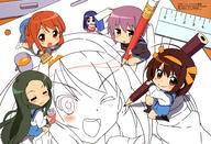 chibi haruhi mikuru the_melancholy_of_haruhi_suzumiya tsuruya yuki // 5955x4067 // 2.5MB