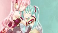 hug luka miku sleepy vocaloid // 1366x768 // 1.5MB