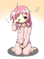 ;) ahoge caro magical_girl_lyrical_nanoha pyjama sleepy // 480x640 // 64.0KB