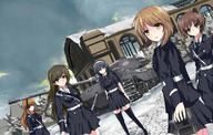 girls_und_panzer kuulokkeet lumi miekka panzer ryhmäkuva tuima univormu // 1156x736 // 624.8KB