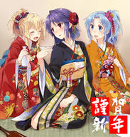 blush kimono ryhmäkuva sinitukka // 1305x1366 // 811.4KB